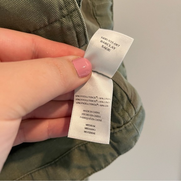 🛍️RAILS Barclay Sage Military Style Cropped Linen Jacket Boxy - Picture 10 of 11